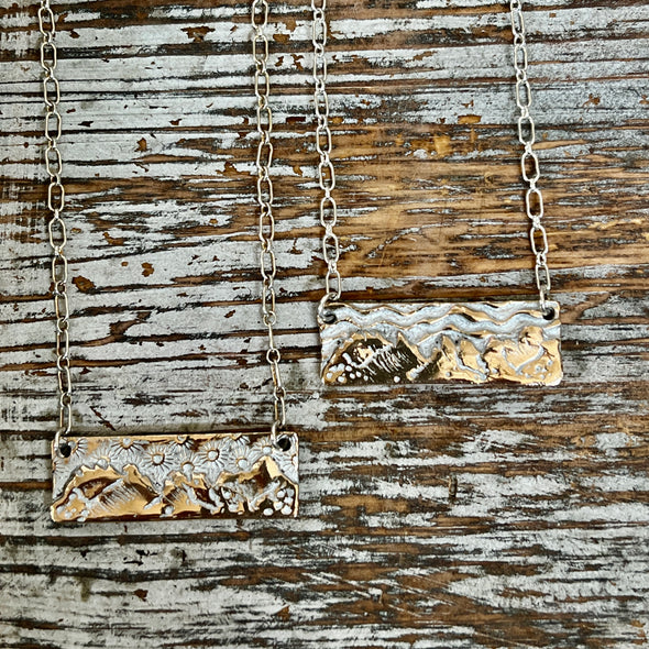 Mountain Range Necklace-Bronze & Sterling Silver
