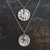 Mountain & Sun Two-Sided Pendant/Necklace-Bronze & Sterling Silver-3/4"