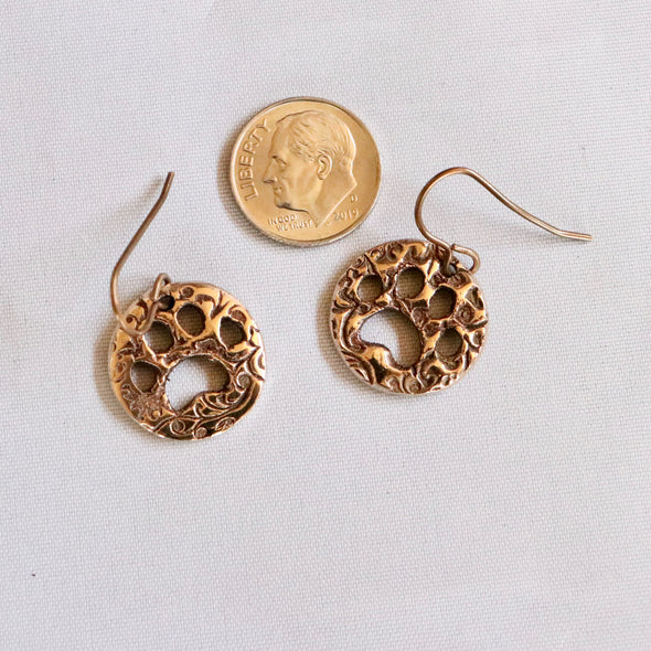 Paw Print Bronze Earrings-Bronze/Gold