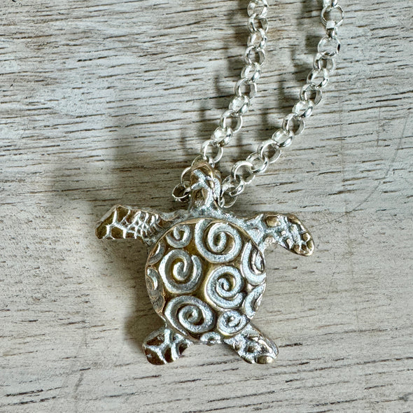 Turtle Necklace-Silver/Bronze