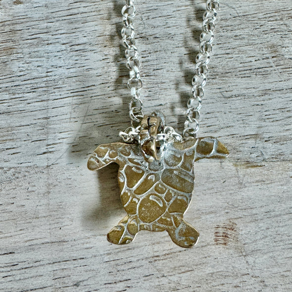 Turtle Necklace-Silver/Bronze