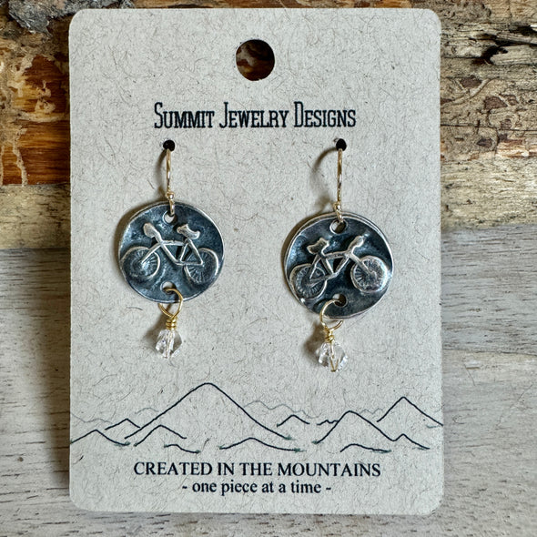 Sterling Silver Bicycle/Bike  Dangle Earrings