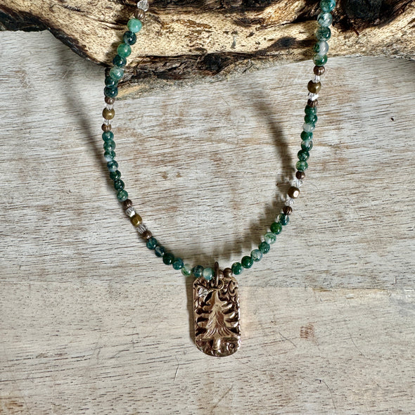 Moss Agate Tree Necklace