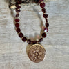 Garnet Vintage Gold Pendant Necklace