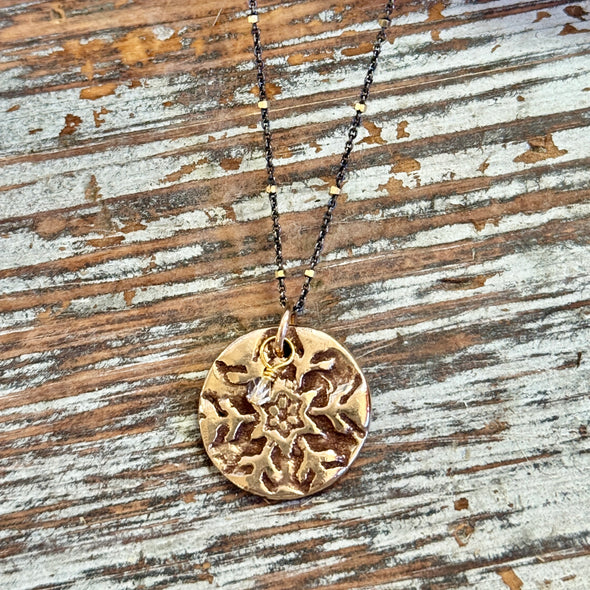 Snowflake/Elk Two-Sided Necklace-Gold