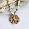 Serpentine Wood Round Necklace-Bronze/Gold