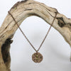 Bronze Wood Round Necklace-Bronze/Gold & Peridot