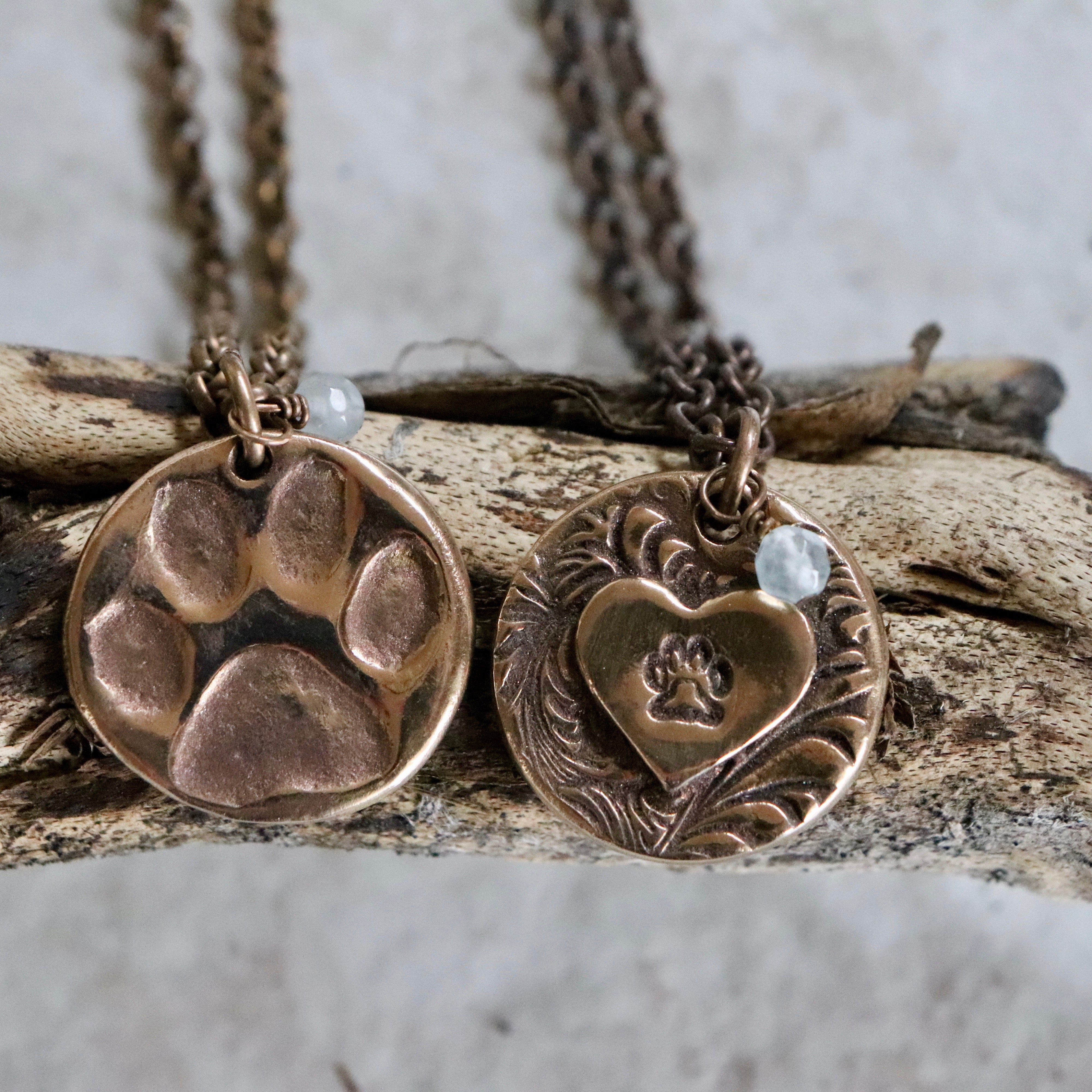 Pet Paw Print and Heart Necklaces