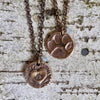 Love me Love My Dog Two-Sided Paw Print Heart Necklace-Bronze