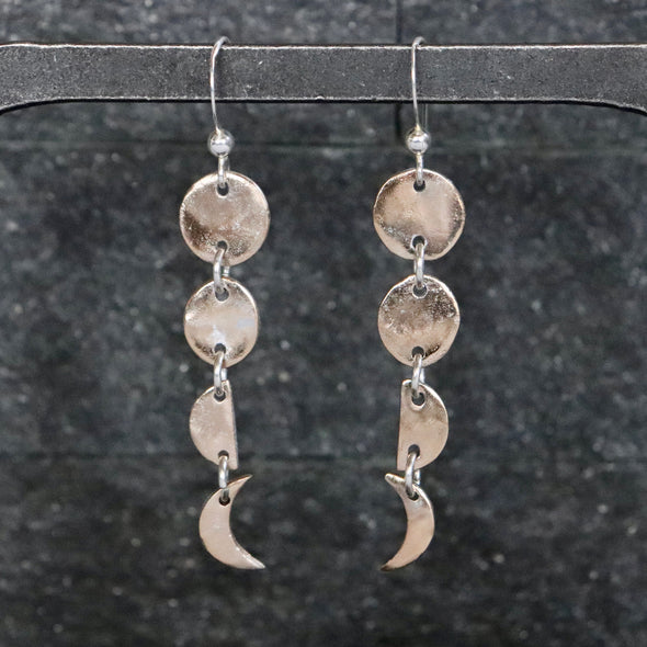 Moon Phase Earrings-Bronze & Sterling Silver