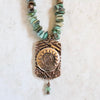 Long Aztec Sun Turquoise Necklace-Bronze