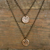 Mountain & Sun Two-Sided Pendant/Necklace-Bronze/Gold-3/4"