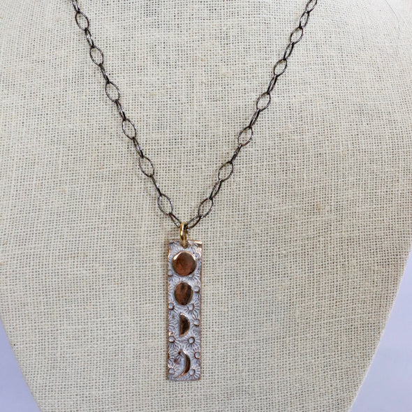 Moon Phase Pendant/Necklace Bronze & Oxidized Sterling Silver