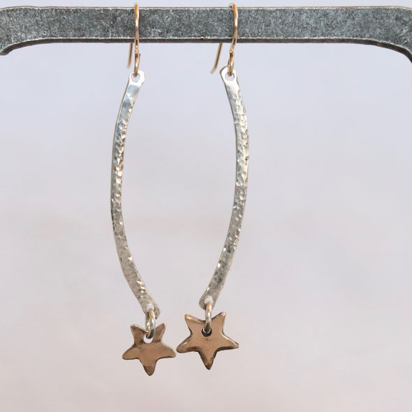 "Catch A Shooting Star" Earrings Sterling Silver Bronze-Gold