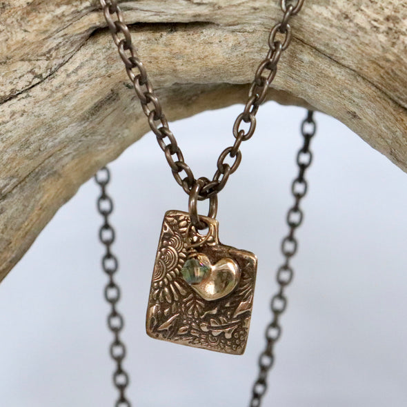 I LOVE Utah Necklace Bronze/Gold & Crystal