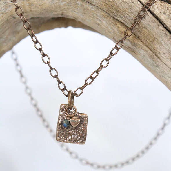 I LOVE Utah Necklace Bronze/Gold & Crystal-Petite