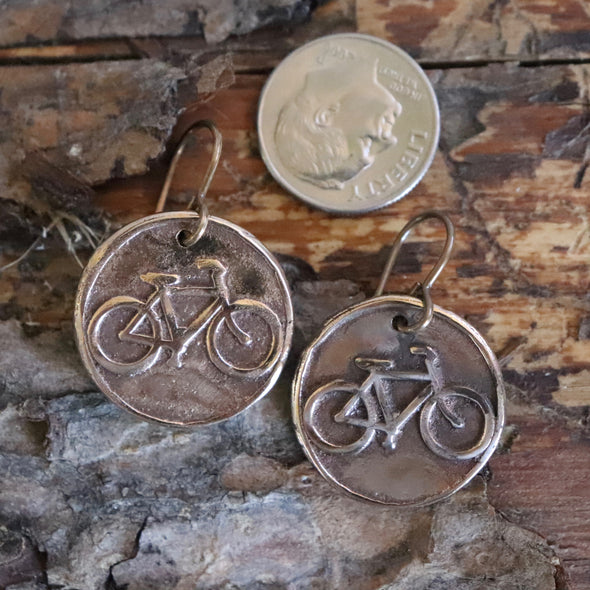 Ride On Bicycle Earrings Bronze/Gold