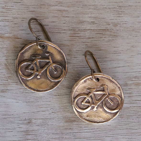 Ride On Bicycle Earrings Bronze/Gold