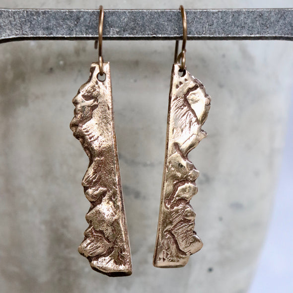 Mountain Range Earrings-Bronze & Antique Gold