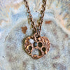 Paw Print Heart  Pendant/Necklace-Bronze/Gold/Aquamarine