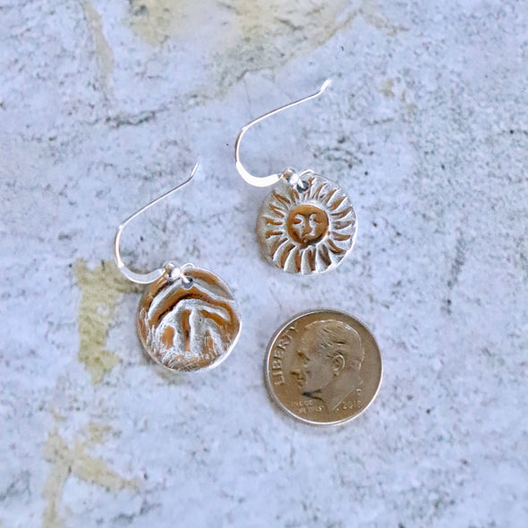 Mountain & Sun Earrings-Bronze/Sterling Silver