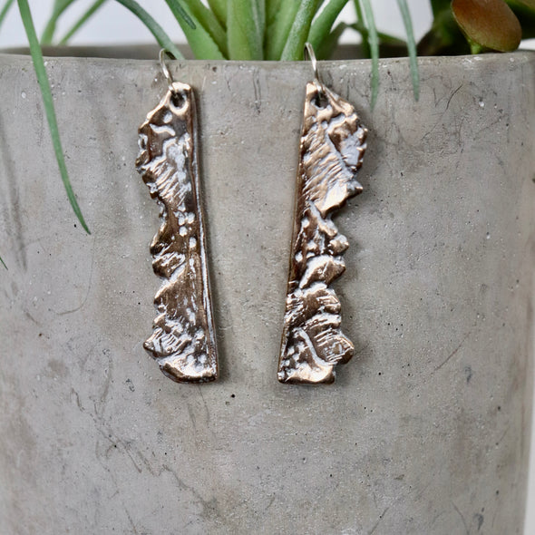 Mountain Range Earrings-Bronze & Sterling Silver