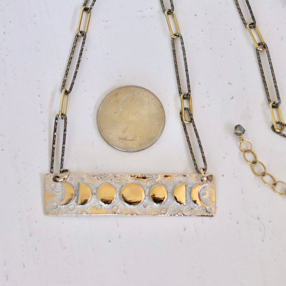 Moon Phase Bar Necklace Bronze/ Oxidized Sterling Silver-Gold Filled