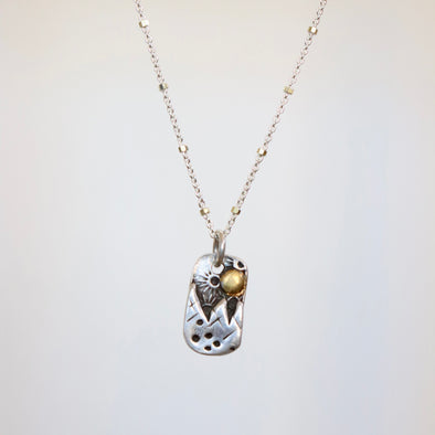 Sterling 24K Gold Mountain Pendant- Silver/Gold-Filled Chain