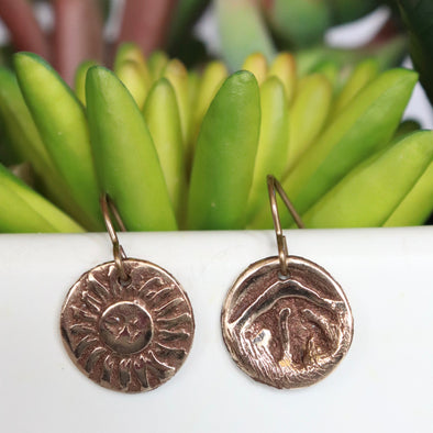 Mountain & Sun Earrings-Bronze