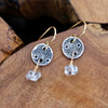 Sun Motif Sterling Silver Herkimer Diamond Earrings