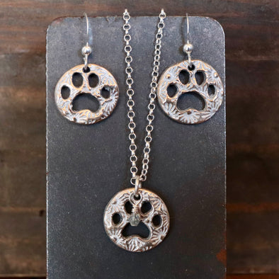 PAWS-itively Beautiful Bronze/Sterling Silver Necklace & Earrings