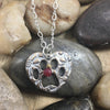 Paw Print Heart  Pendant/Necklace-Bronze/Sterling Silver/Ruby