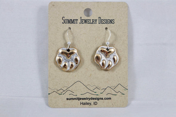 Paw Print Bronze/Silver Silver Earrings