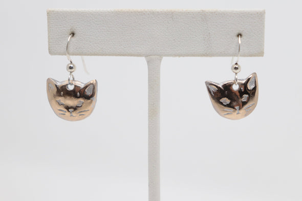 I LOVE my Cat Earrings-Bronze/Silver