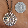 Mountain & Vintage Sun Two-Sided Pendant/Necklace-Bronze/Gold