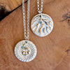Mountain & French Sun Two Sided Pendant Necklace-Bronze & Sterling Silver