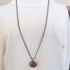 Vintage Ski & Snow Flake Two-Sided Necklace-Bronze/Gold-36" Long