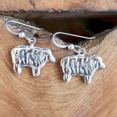 Wooly Sheep Earrings-Bronze/ Sterling Silver