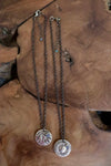 Mountain & French Sun Two Sided Pendant/Necklace-Bronze/Gold