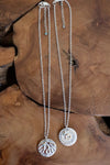 Mountain & French Sun Two Sided Pendant Necklace-Bronze & Sterling Silver