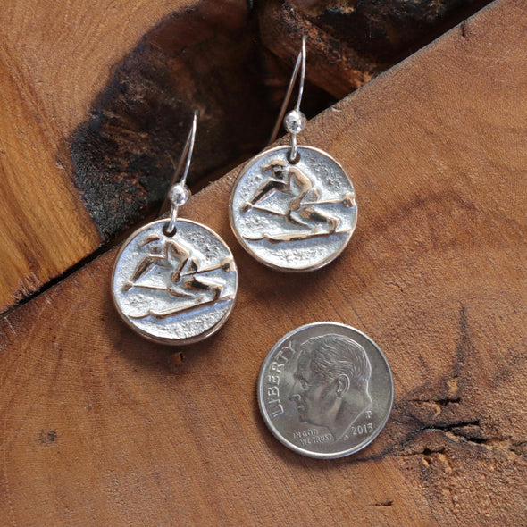 Ski & Snow Flake Earrings-Bronze & Sterling Silver