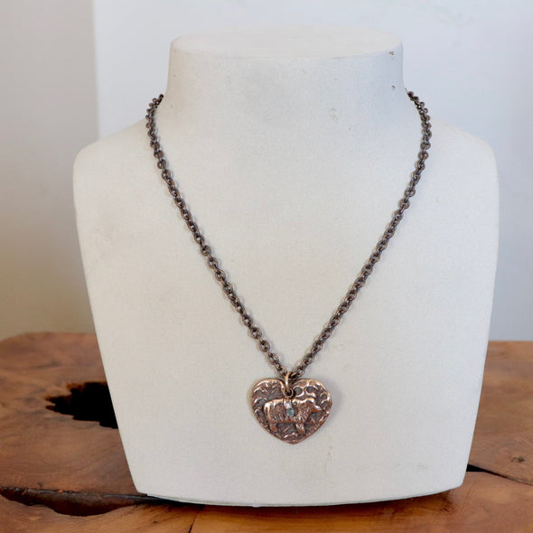 I LOVE Sheep Necklace-Heart-Bronze/Gold