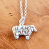Wooly Sheep Necklace-Bronze, Sterling Silver & Crystal